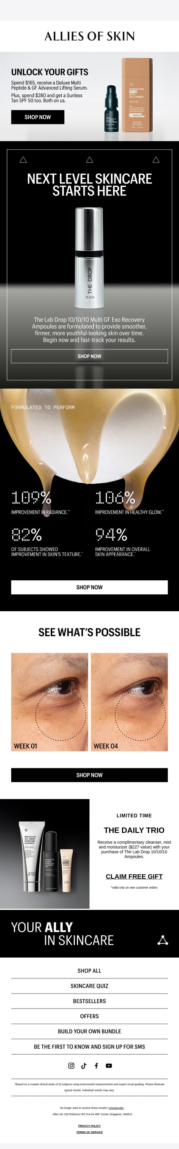 Your Best Skin Starts Today email from Allies of Skin screenshot