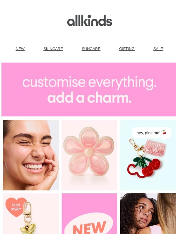 Make it yours: haircare charms + extras email from Allkinds