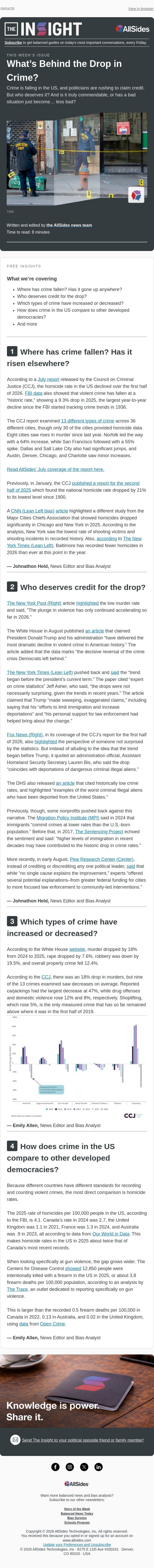 đź’ˇ What's behind the drop in crime? email from AllSides screenshot