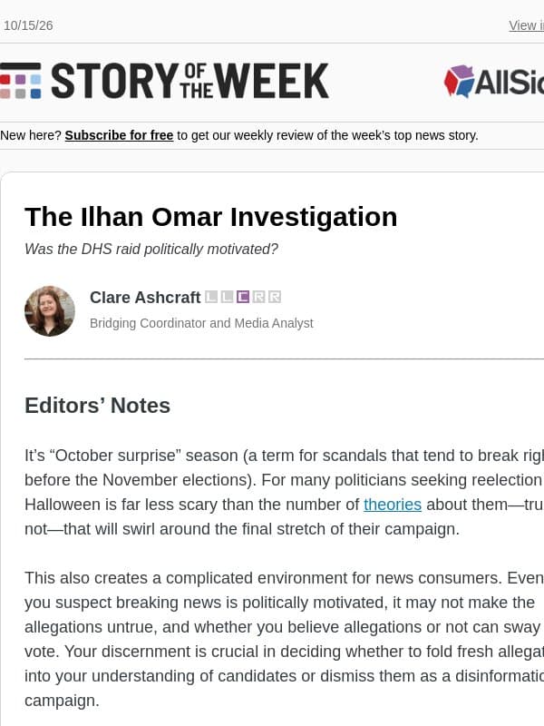 The investigation into Ilhan Omar email from AllSides
