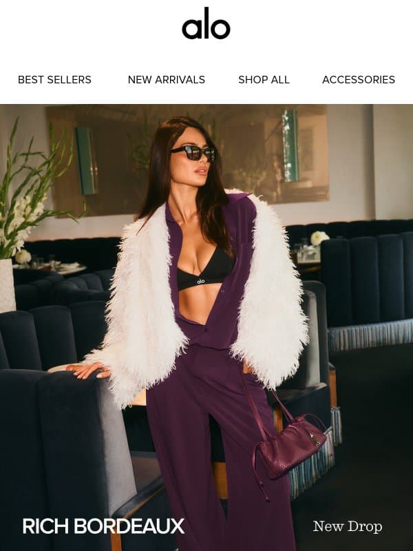 New Drop: Rich Bordeaux email from Alo Yoga