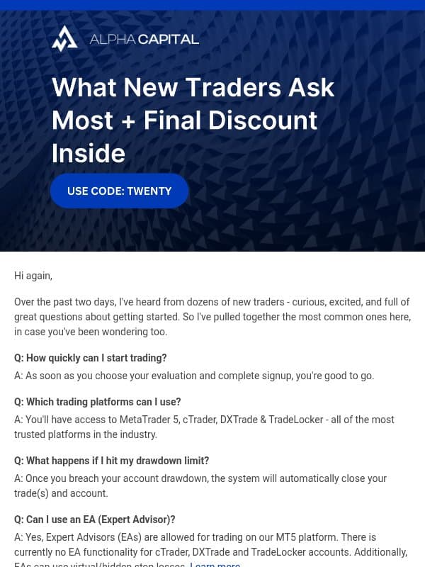 Your top trading questions - answered email from Alpha Capital Group