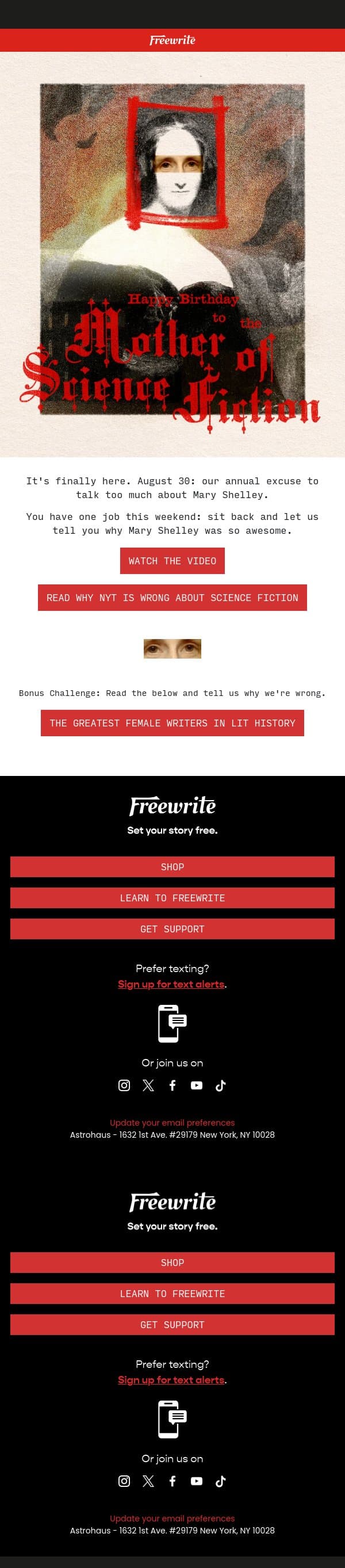 Mary Shelley Was Kind of a Monster 🧟♂️ email from AlphaSmart screenshot