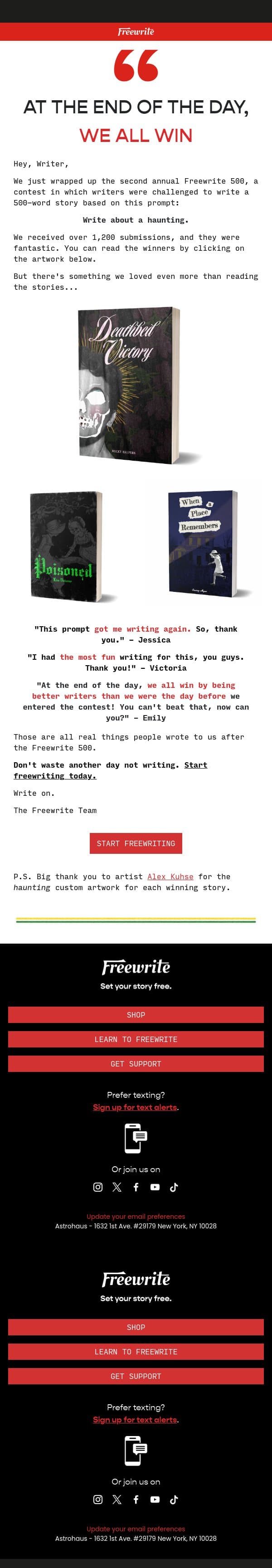 What Got One Writer Writing Again ๐ email from AlphaSmart screenshot