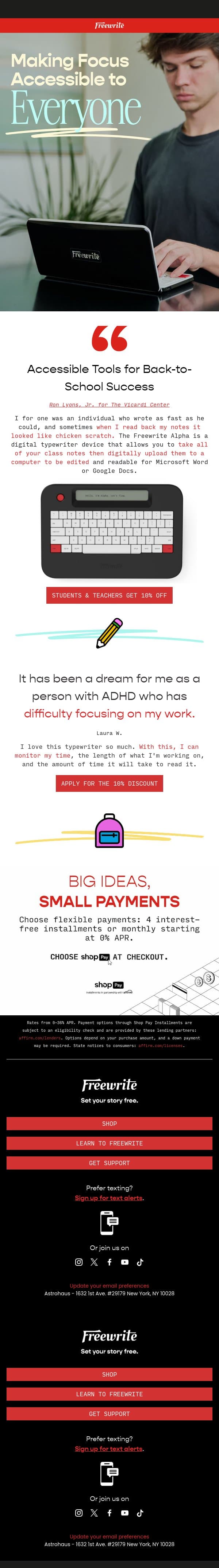 Gear Up for an Accessible School Year ππ email from AlphaSmart screenshot