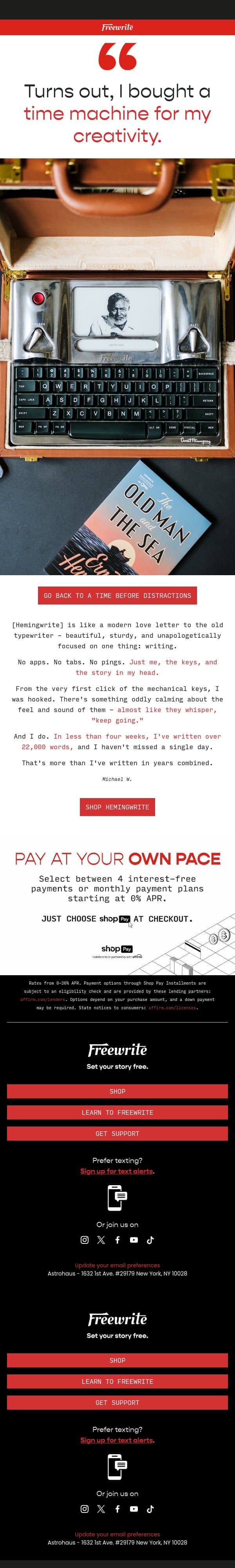"I thought I was buying a writing tool..." email from AlphaSmart screenshot