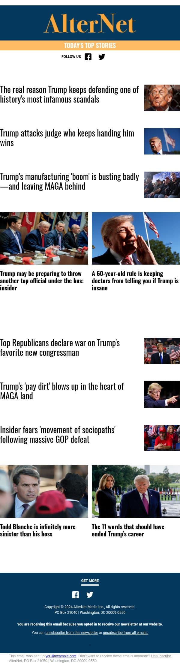 The 11 words that should have ended Trump’s career email from AlterNet screenshot