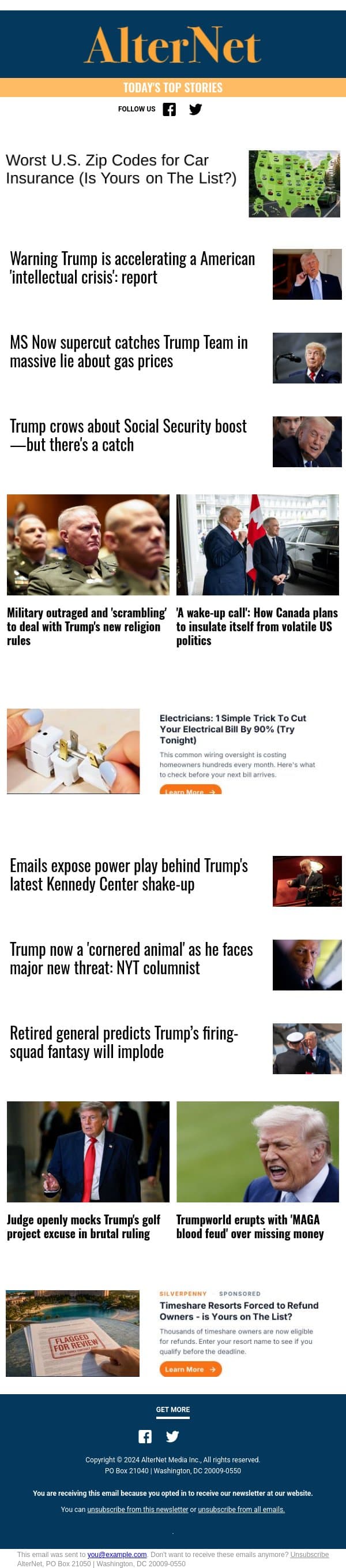 Trumpworld erupts with 'MAGA blood feud' over missing money email from AlterNet screenshot
