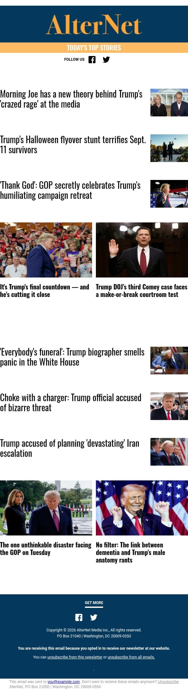 The one unthinkable disaster facing the GOP on Tuesday email from AlterNet screenshot