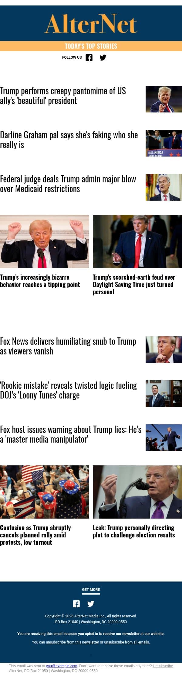 Leak: Trump personally directing plot to challenge election results email from AlterNet screenshot