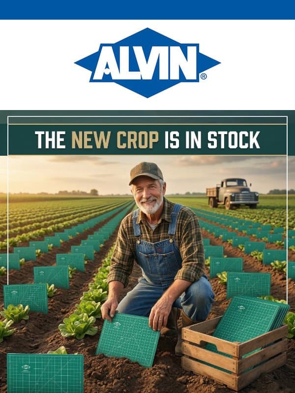 Fresh Cutting Mats in Stock email from Alvin & Company