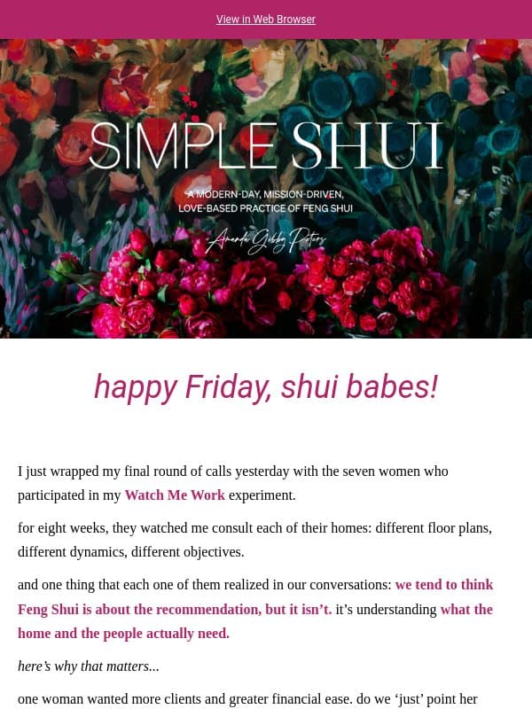 what if *that* is not the real problem? email from Amanda Gibby Peters - Simple Shui