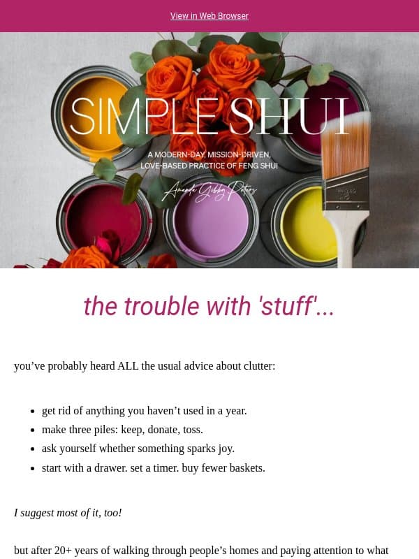 3 things about clutter you probably haven’t heard email from Amanda Gibby Peters - Simple Shui