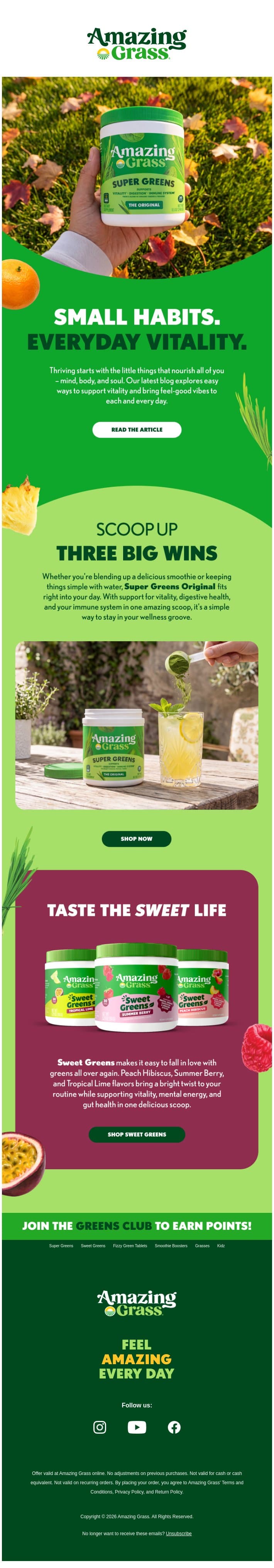Vitality Starts with the Little Things 💚 email from Amazing Grass screenshot