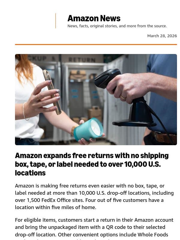 Free Amazon returns just got easier with FedEx email from Amazon
