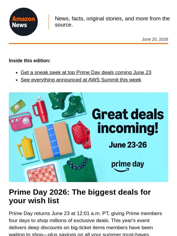 Preview Prime Day deals before the sale starts June 23 email from Amazon