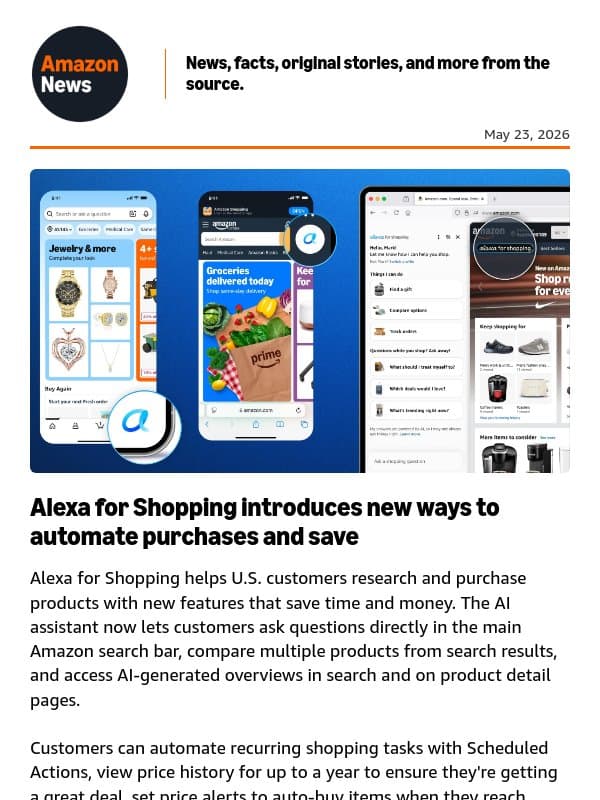 How Alexa for Shopping saves you time and money email from Amazon