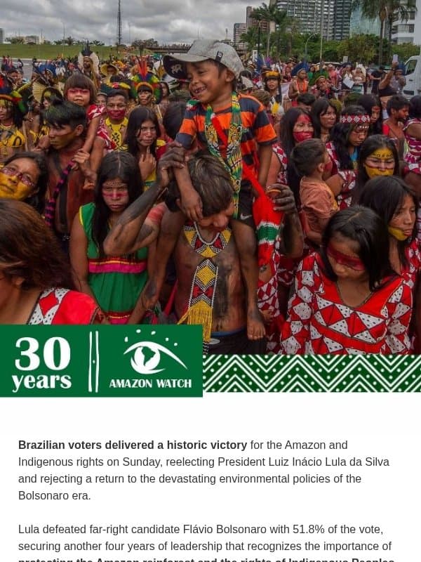 ✊🏽 The power of the Indigenous vote in Brazil email from Amazon Watch