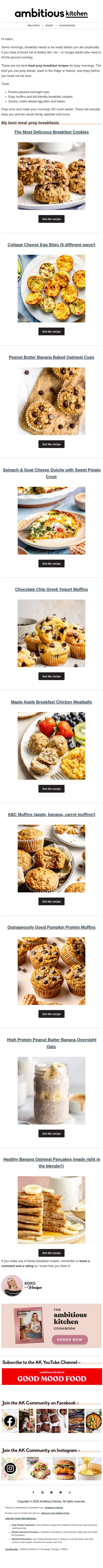 10 meal prep breakfasts for busy mornings π₯ email from Ambitious Kitchen screenshot
