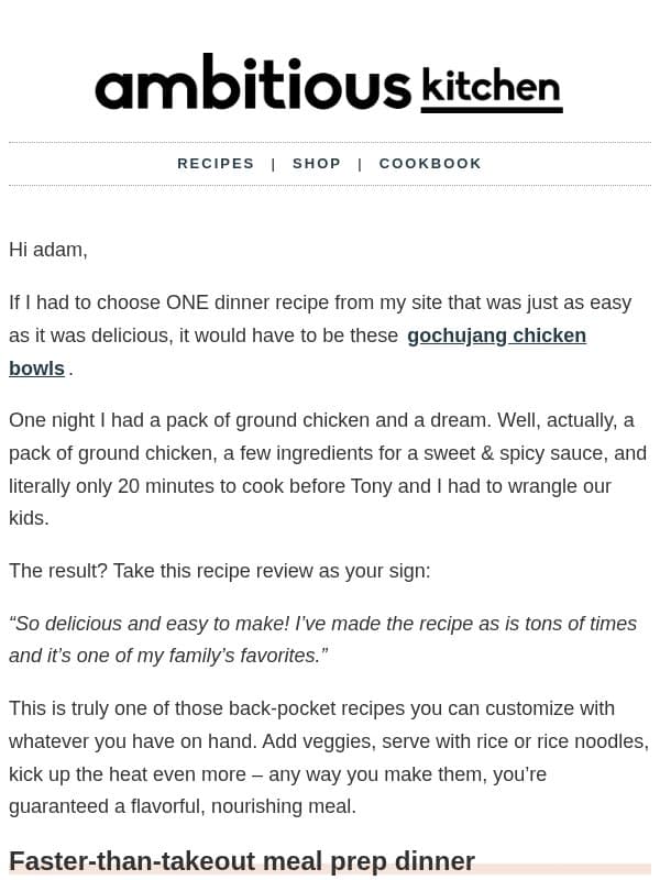 Dinner that cooks in just 15 mins ❤️ email from Ambitious Kitchen