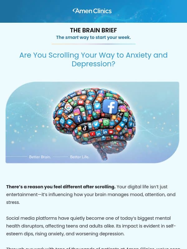 What Constant Scrolling is Really Doing to Your Mind email from Amen Clinics