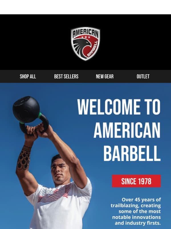 Welcome to the Club 🏋️♀️ email from American Barbell