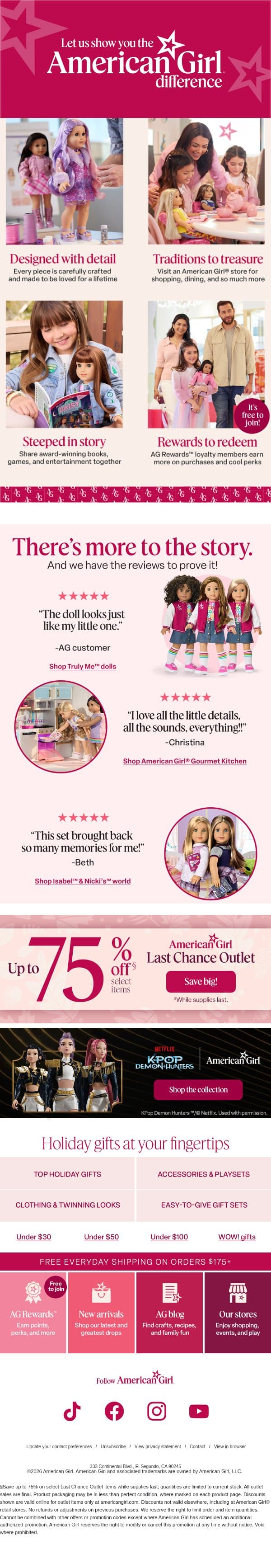 Worlds of play + a world of difference đź’« email from American Girl screenshot