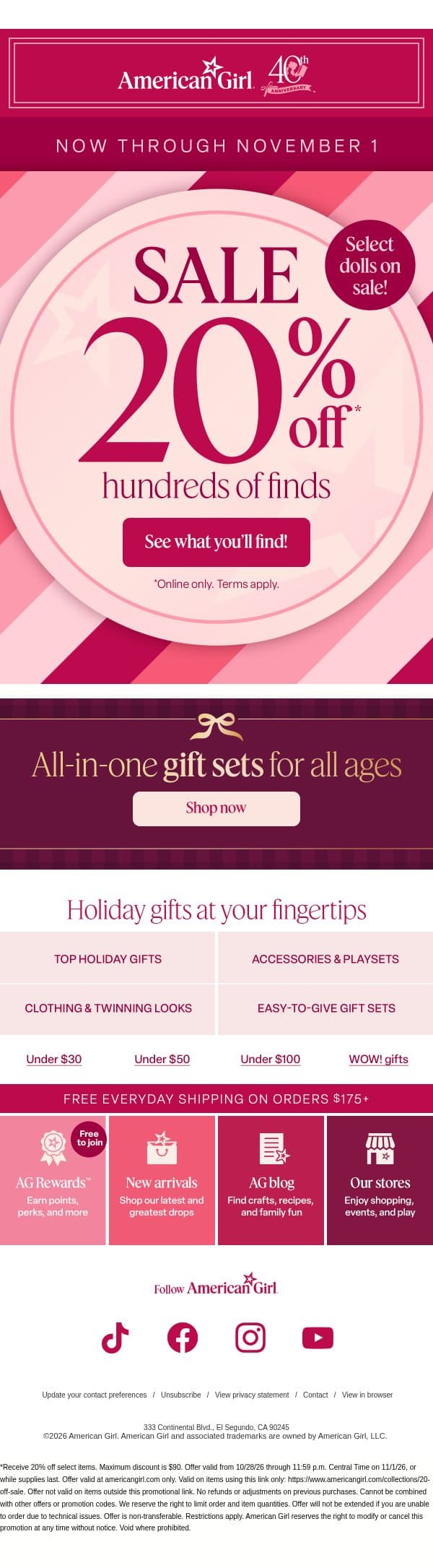 👀 Find one great deal…then hundreds more, friend! email from American Girl screenshot