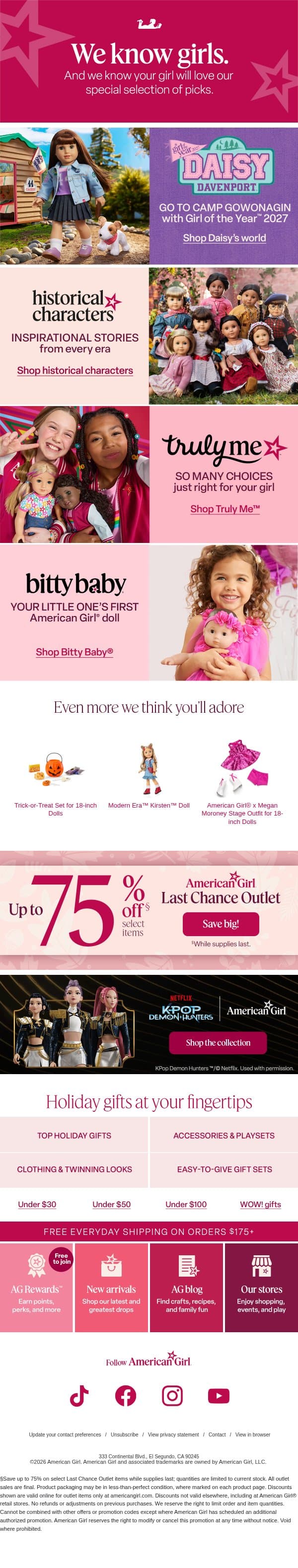 Your girl dreamed of this…✨ email from American Girl screenshot