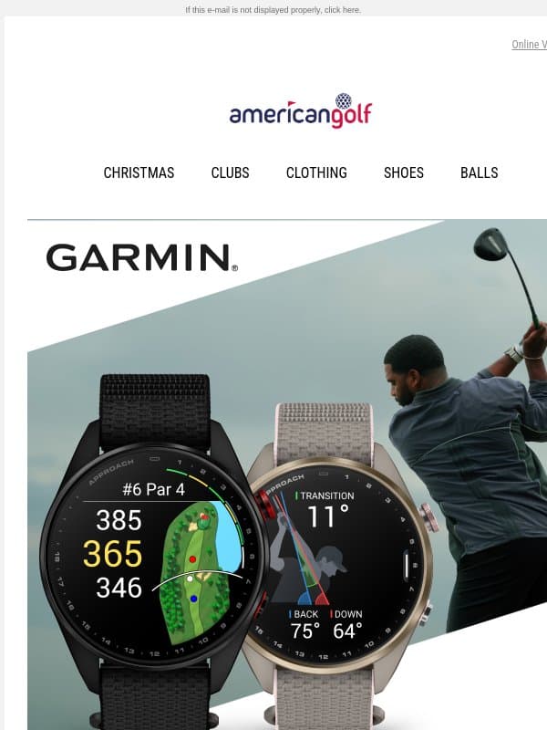 Meet the New Garmin Approach S72 email from American Golf