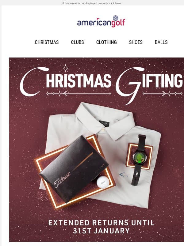 Find the perfect golf gift this Christmas 🎁 email from American Golf