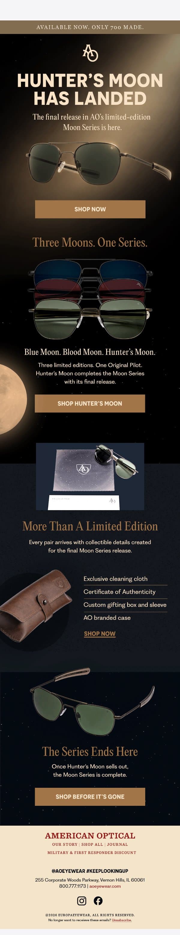 Hunter’s Moon Is Officially Here email from American Optical screenshot