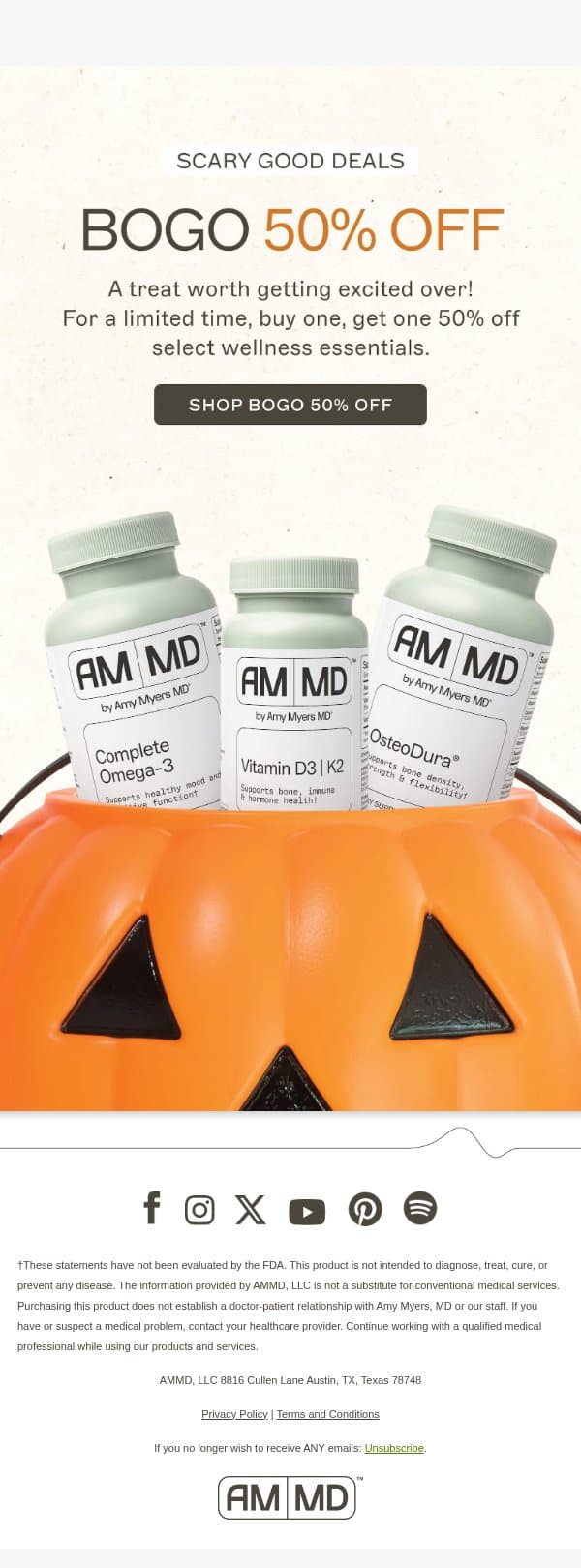 No Tricks–Just BOGO 50% OFF email from Amy Myers MD screenshot
