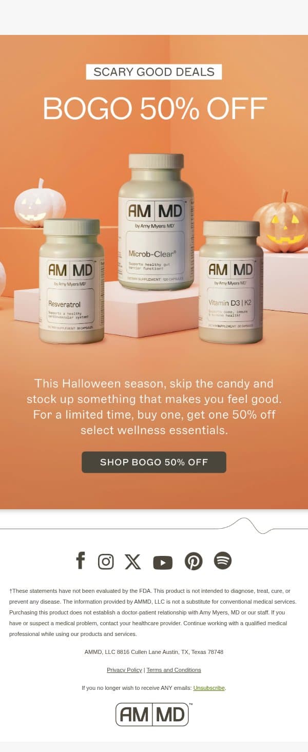 BOGO 50% OFF email from Amy Myers MD screenshot