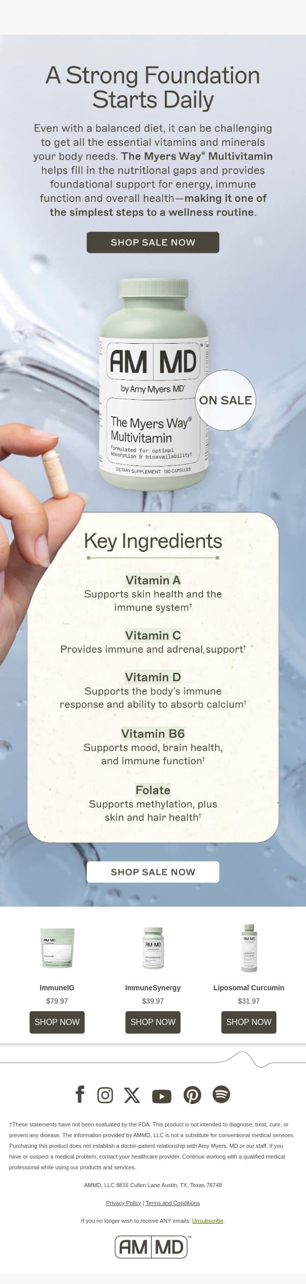 ONE Easy Step to a Healthier Routine email from Amy Myers MD screenshot
