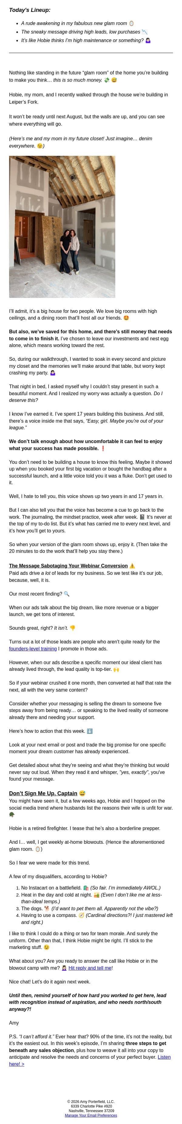 The paid ads message tanking my conversions 📉 email from Amy Porterfield screenshot