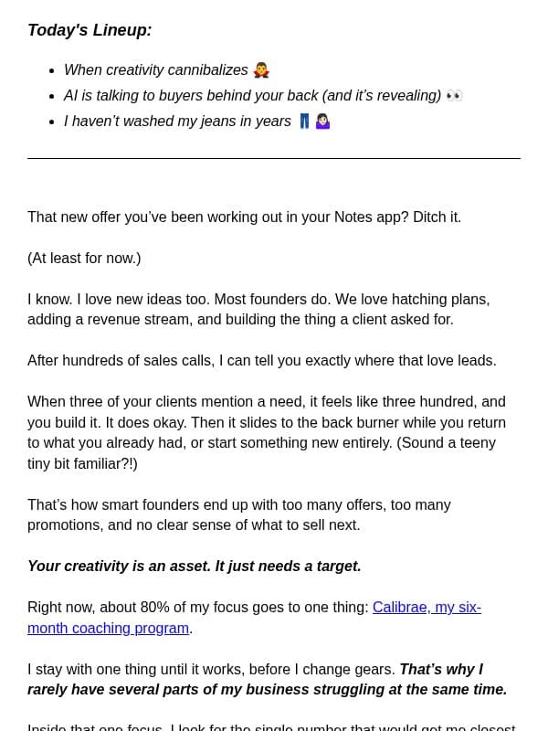 My husband does all of it. Some of you won’t like this. 😬 email from Amy Porterfield