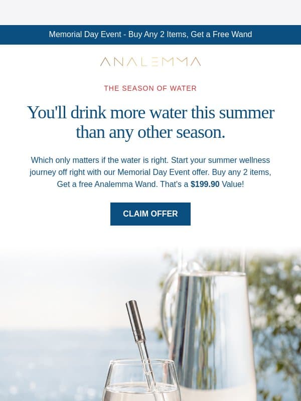 All that summer hydration — is it actually doing anything? email from Analemma Water