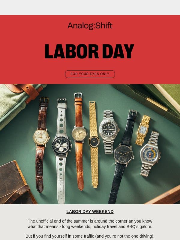 Labor Day: Discover Special Offers email from Analog Shift