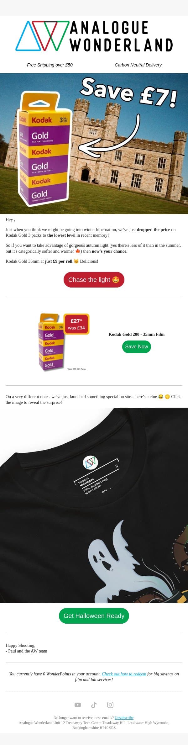 Autumn Film Savings Await You! π email from Analogue Wonderland screenshot