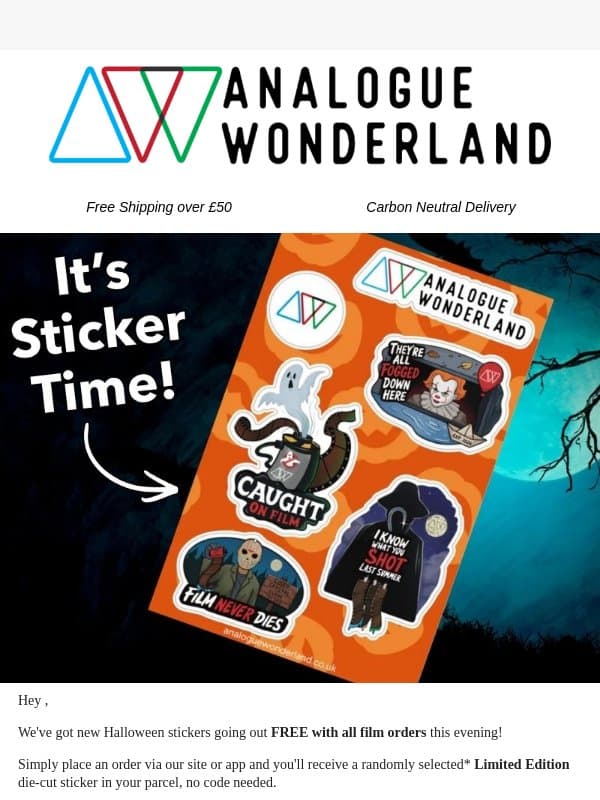 Your Order is Getting a Halloween Treat! 🎃 email from Analogue Wonderland