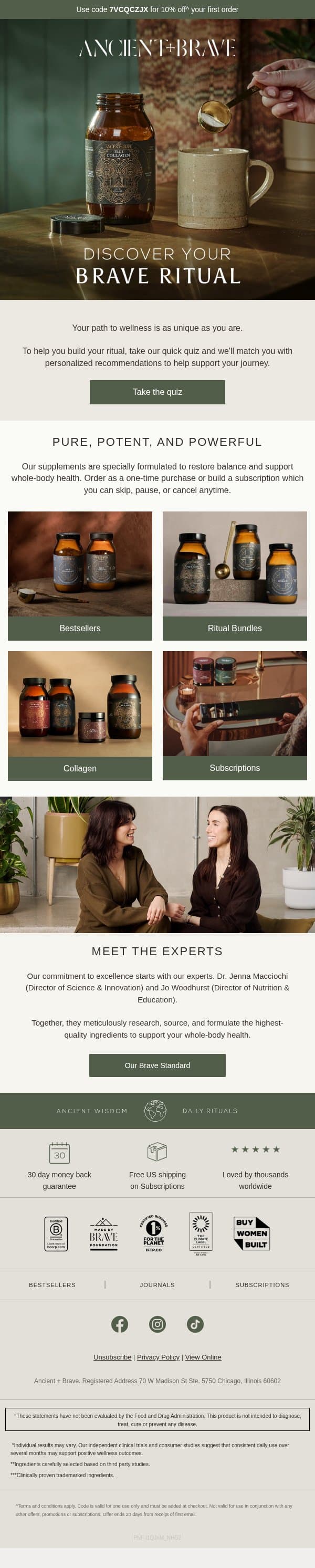 Ready to start feeling more you? email from Ancient + Brave screenshot