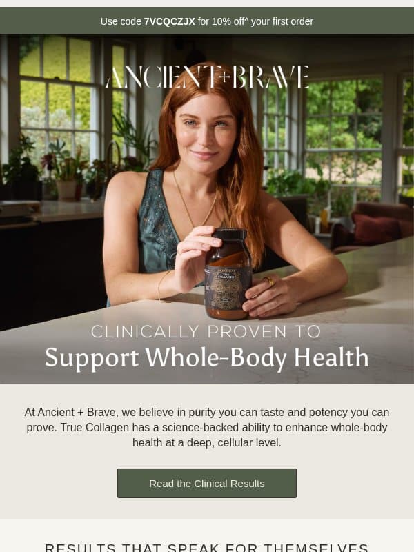Clinically proven to transform whole-body health email from Ancient + Brave
