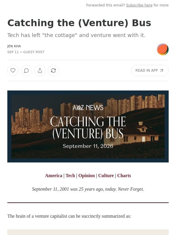 Catching the (Venture) Bus email from Andreessen Horowitz