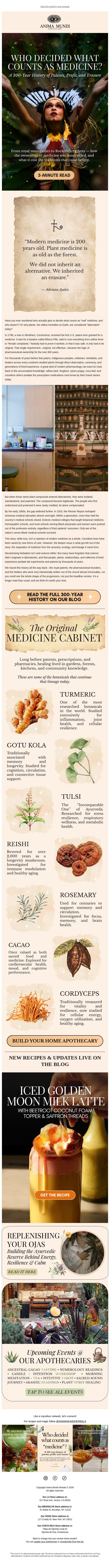 ⚕️ Who decided what counts as medicine? email from Anima Mundi Apothecary screenshot