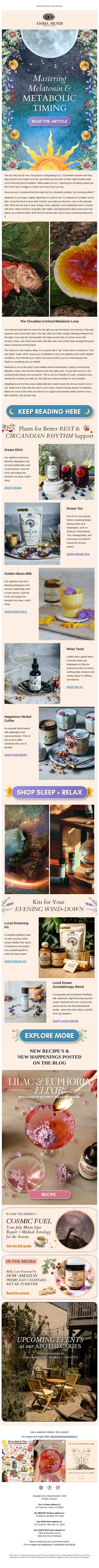 ๐ The Hidden Link Between Melatonin & Metabolic Health email from Anima Mundi Apothecary screenshot