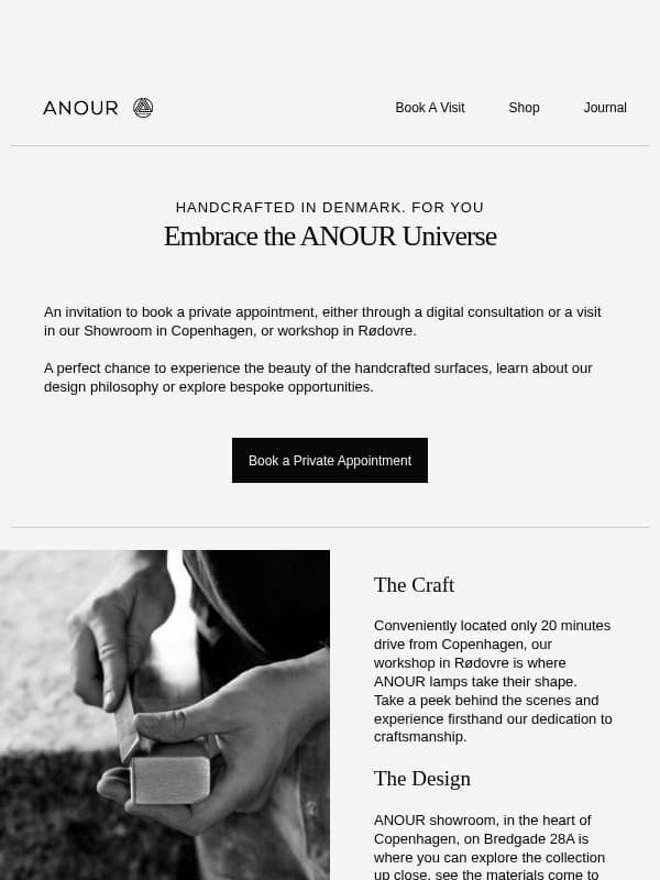 Embrace the ANOUR Universe email from Anour