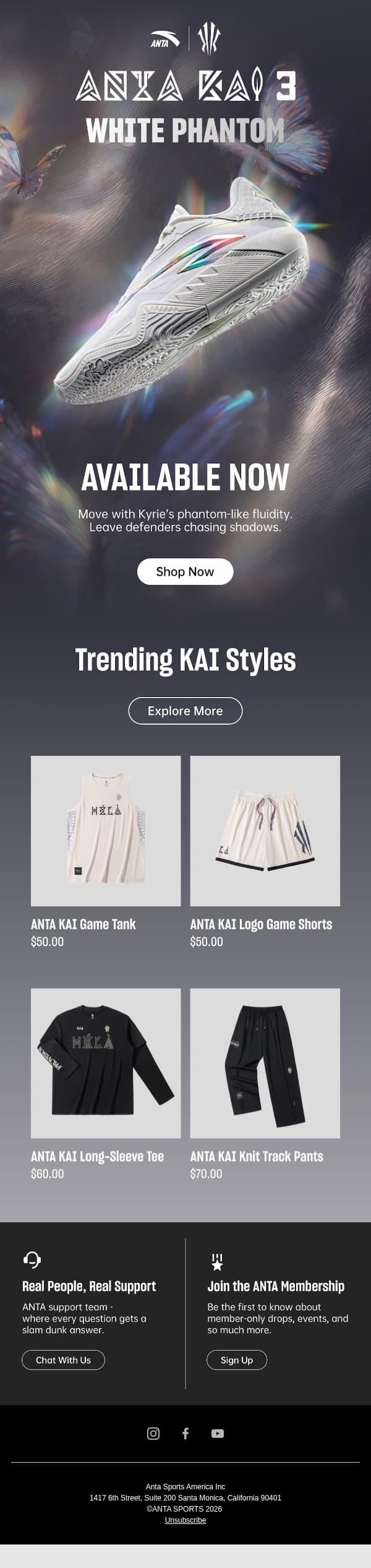 🤞🏾 ANTA KAI 3 “White Phantom”: Just Dropped email from Anta screenshot