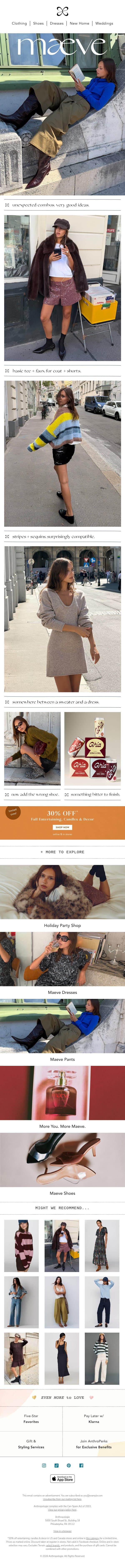 unexpected combos that feel right. email from Anthropologie screenshot