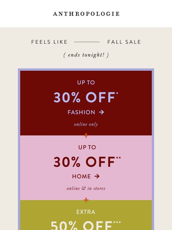 Last call! Up to 30% off Maeve, Pilcro & more email from Anthropologie
